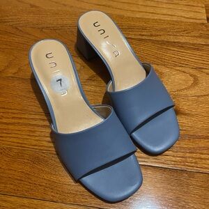 Blue Block Heel Sandals